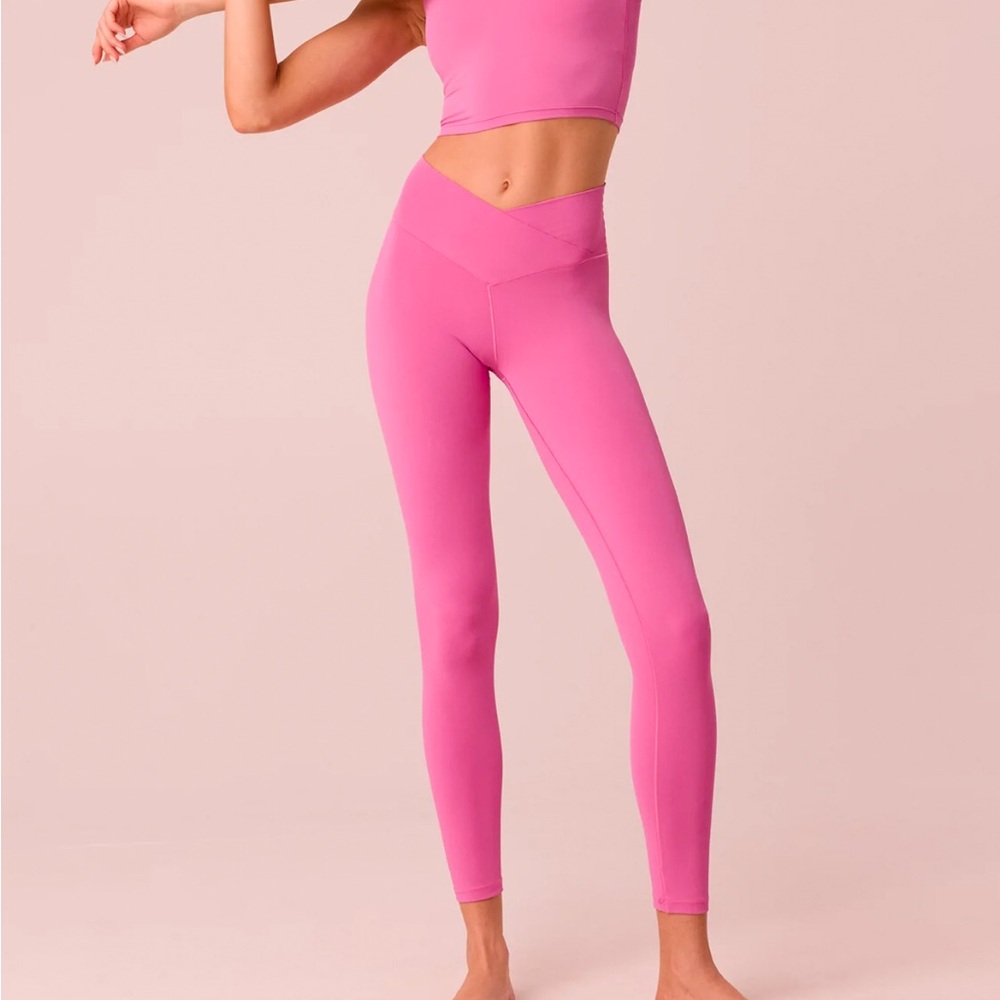 Aerie Off Line real me cross over leggings S Pink summer workout light weight